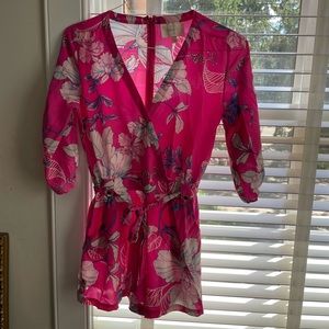 Yumi Kim Hot Pink Silk Floral Romper